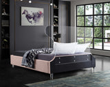 Ghost Pink Velvet Queen Bed from Meridian - Luna Furniture