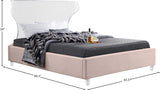 Ghost Pink Velvet Queen Bed from Meridian - Luna Furniture