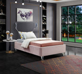 Ghost Pink Velvet Twin Bed from Meridian - Luna Furniture