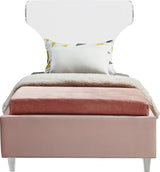 Ghost Pink Velvet Twin Bed from Meridian - Luna Furniture