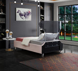 Ghost Pink Velvet Twin Bed from Meridian - Luna Furniture