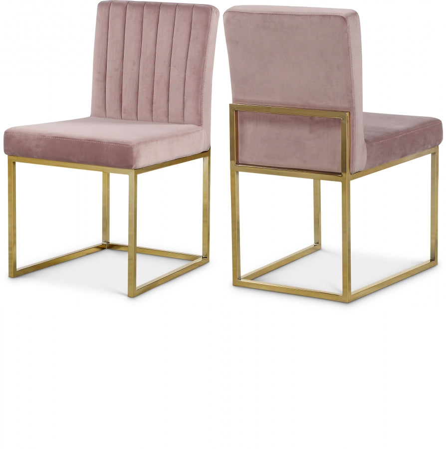 Giselle Pink Velvet Dining Chair, Set of 2 from Meridian - Luna Furniture