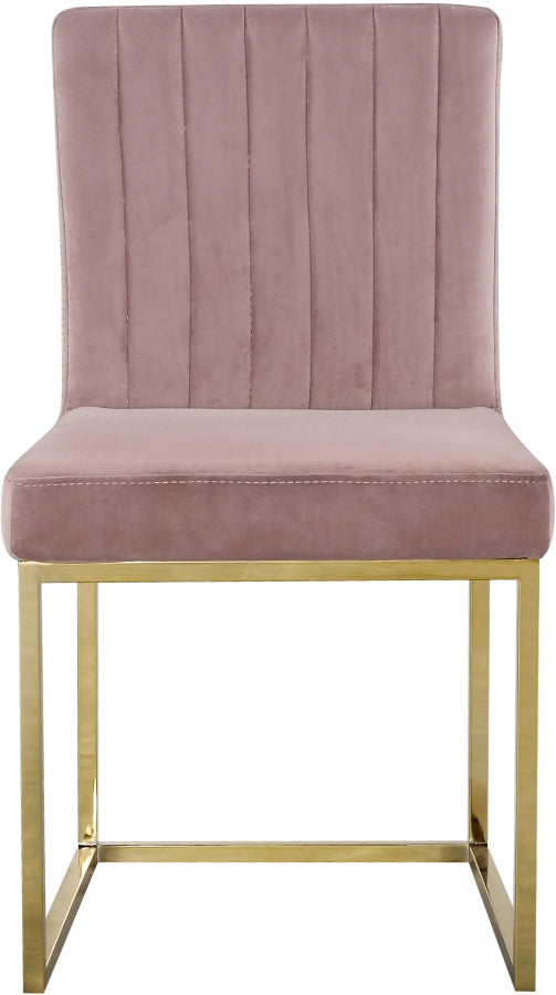 Giselle Pink Velvet Dining Chair, Set of 2 from Meridian - Luna Furniture