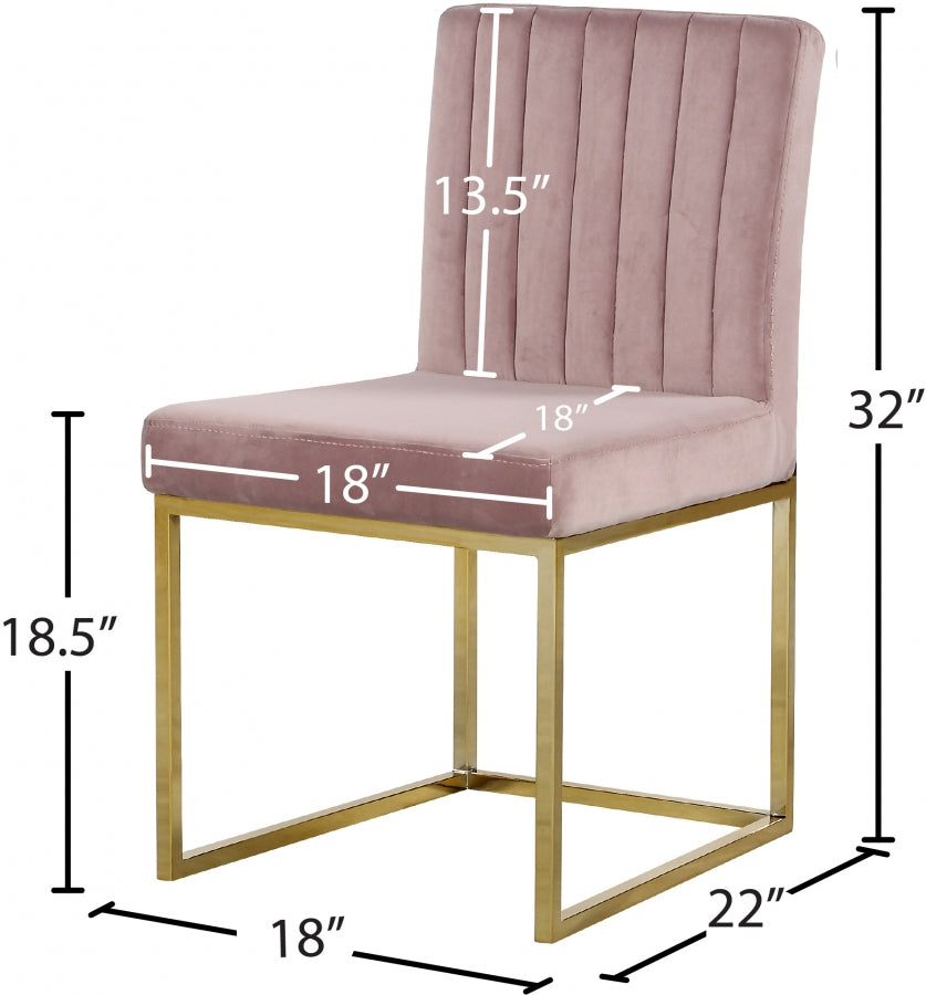 Giselle Pink Velvet Dining Chair, Set of 2 from Meridian - Luna Furniture