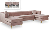 Graham Pink Velvet 3pc. Sectional from Meridian - Luna Furniture