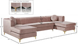 Graham Pink Velvet 3pc. Sectional from Meridian - Luna Furniture