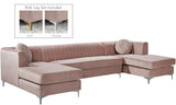 Graham Pink Velvet 3pc. Sectional from Meridian - Luna Furniture