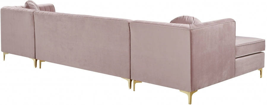 Graham Pink Velvet 3pc. Sectional from Meridian - Luna Furniture