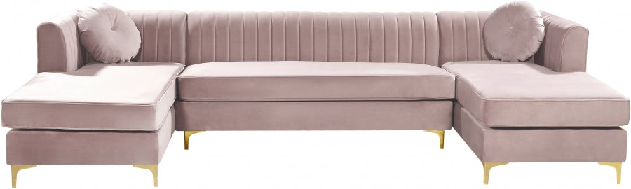 Graham Pink Velvet 3pc. Sectional from Meridian - Luna Furniture