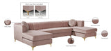 Graham Pink Velvet 3pc. Sectional from Meridian - Luna Furniture