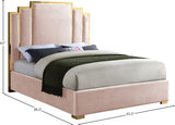 Hugo Pink Velvet Queen Bed from Meridian - Luna Furniture