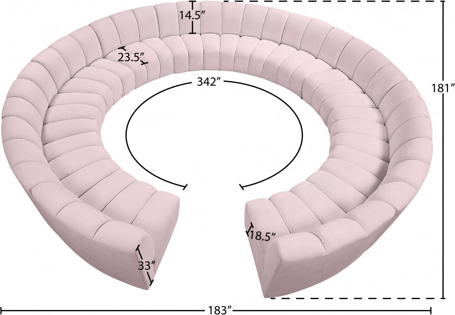 Infinity Pink Modular 12-Piece Sectional from Meridian - Luna Furniture