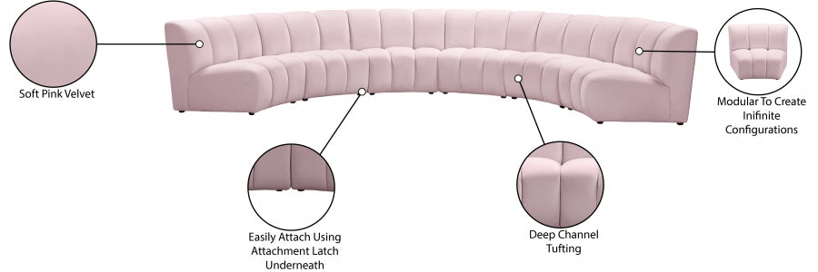 Infinity Pink Modular 6-Piece Sectional from Meridian - Luna Furniture