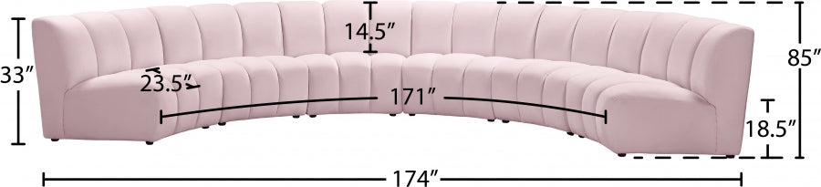 Infinity Pink Modular 6-Piece Sectional from Meridian - Luna Furniture