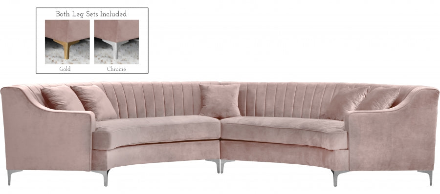 Jackson Pink Velvet 2-Piece Sectional from Meridian - Luna Furniture