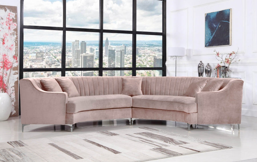 Jackson Pink Velvet 2-Piece Sectional from Meridian - Luna Furniture