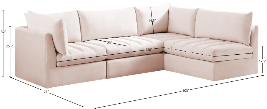 Jacob Pink Velvet Modular Sectional from Meridian - Luna Furniture