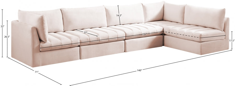 Jacob Pink Velvet Modular Sectional from Meridian - Luna Furniture