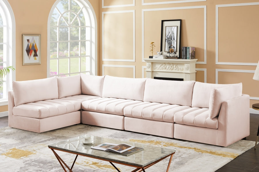 Jacob Pink Velvet Modular Sectional from Meridian - Luna Furniture