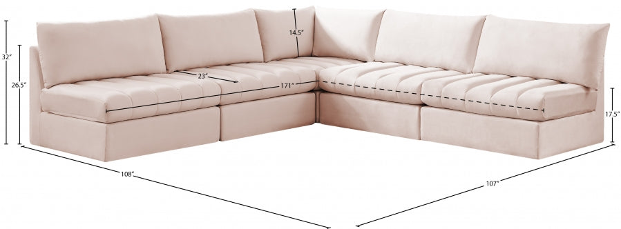 Jacob Pink Velvet Modular Sectional from Meridian - Luna Furniture