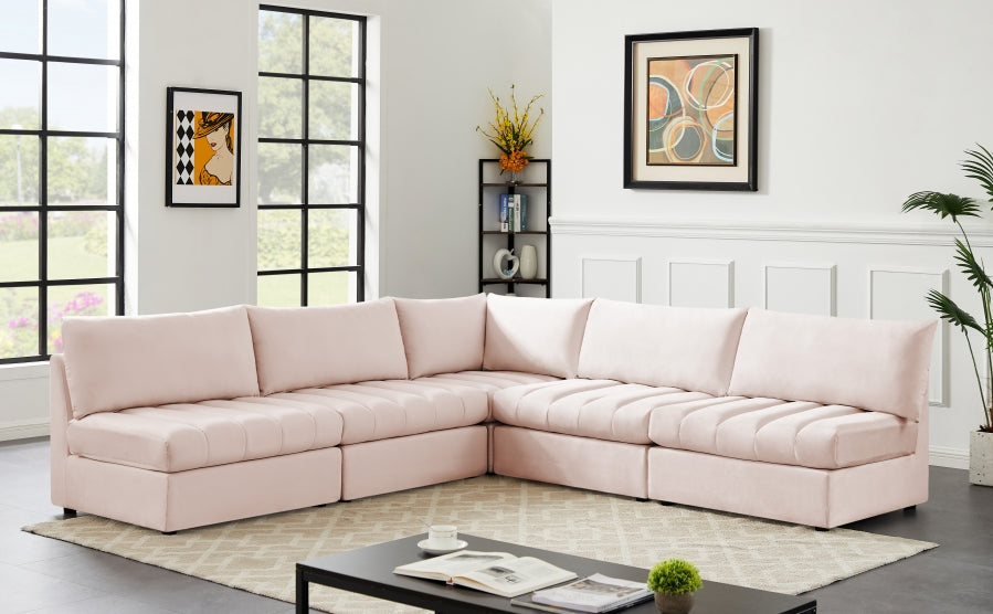 Jacob Pink Velvet Modular Sectional from Meridian - Luna Furniture