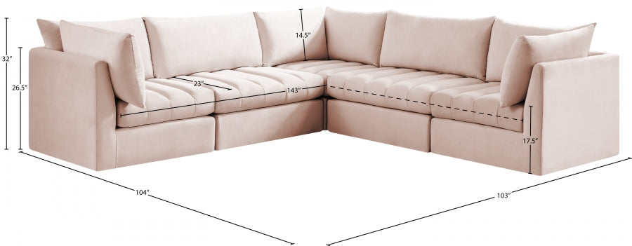 Jacob Pink Velvet Modular Sectional from Meridian - Luna Furniture