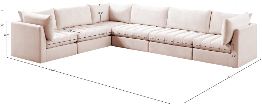 Jacob Pink Velvet Modular Sectional from Meridian - Luna Furniture