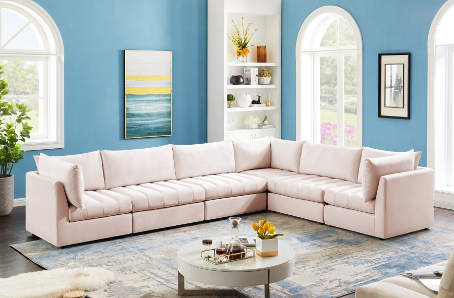 Jacob Pink Velvet Modular Sectional from Meridian - Luna Furniture