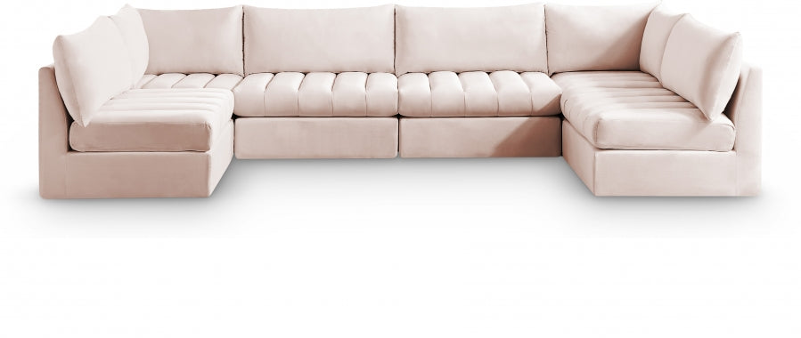 Jacob Pink Velvet Modular Sectional from Meridian - Luna Furniture