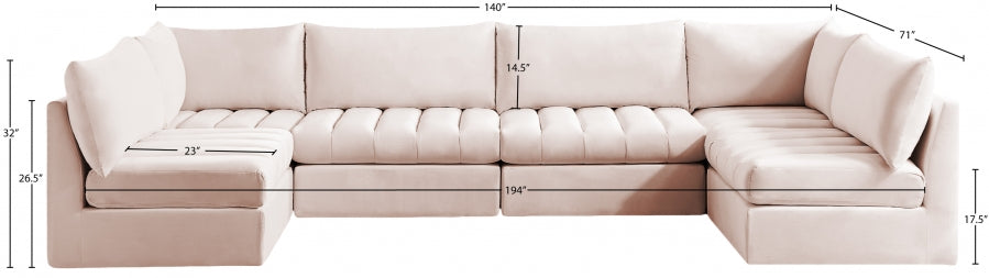 Jacob Pink Velvet Modular Sectional from Meridian - Luna Furniture