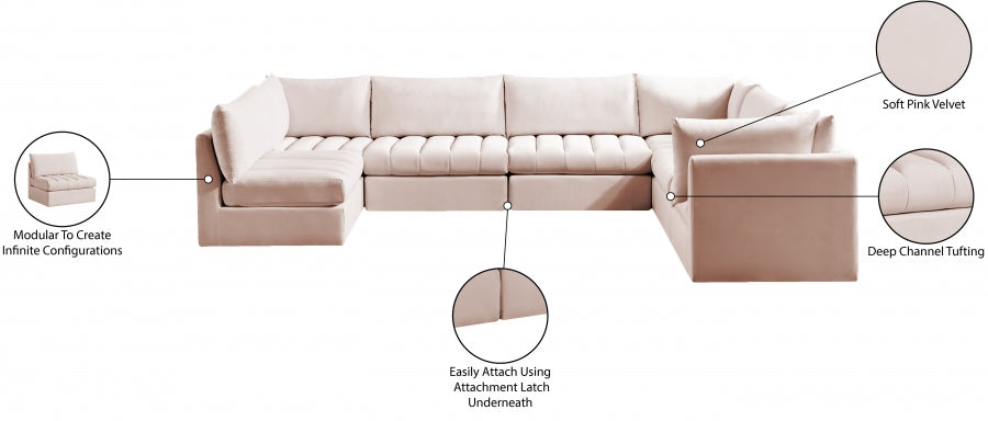 Jacob Pink Velvet Modular Sectional from Meridian - Luna Furniture