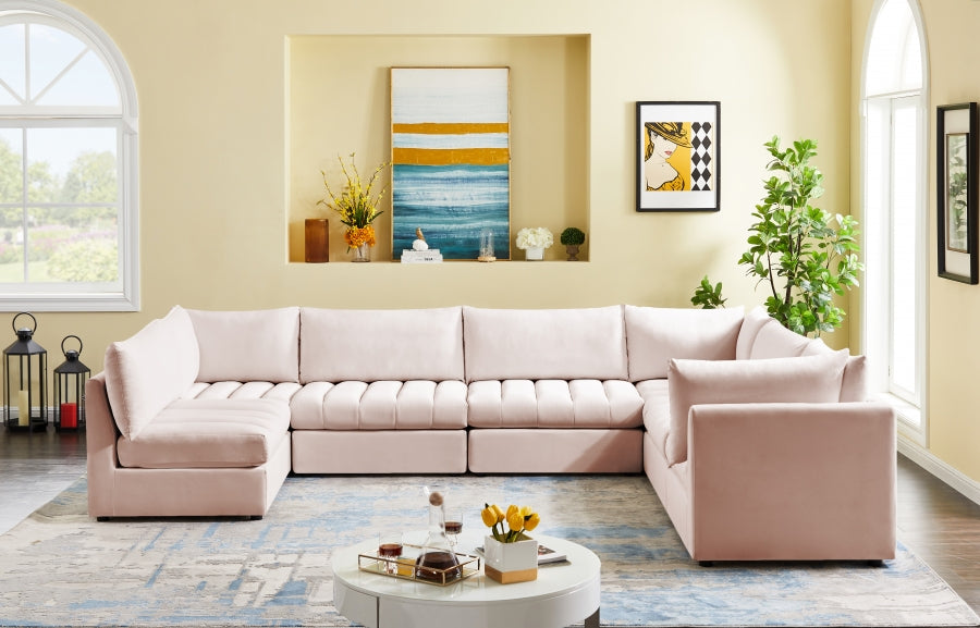 Jacob Pink Velvet Modular Sectional from Meridian - Luna Furniture