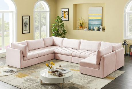 Jacob Pink Velvet Modular Sectional from Meridian - Luna Furniture