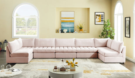 Jacob Pink Velvet Modular Sectional from Meridian - Luna Furniture