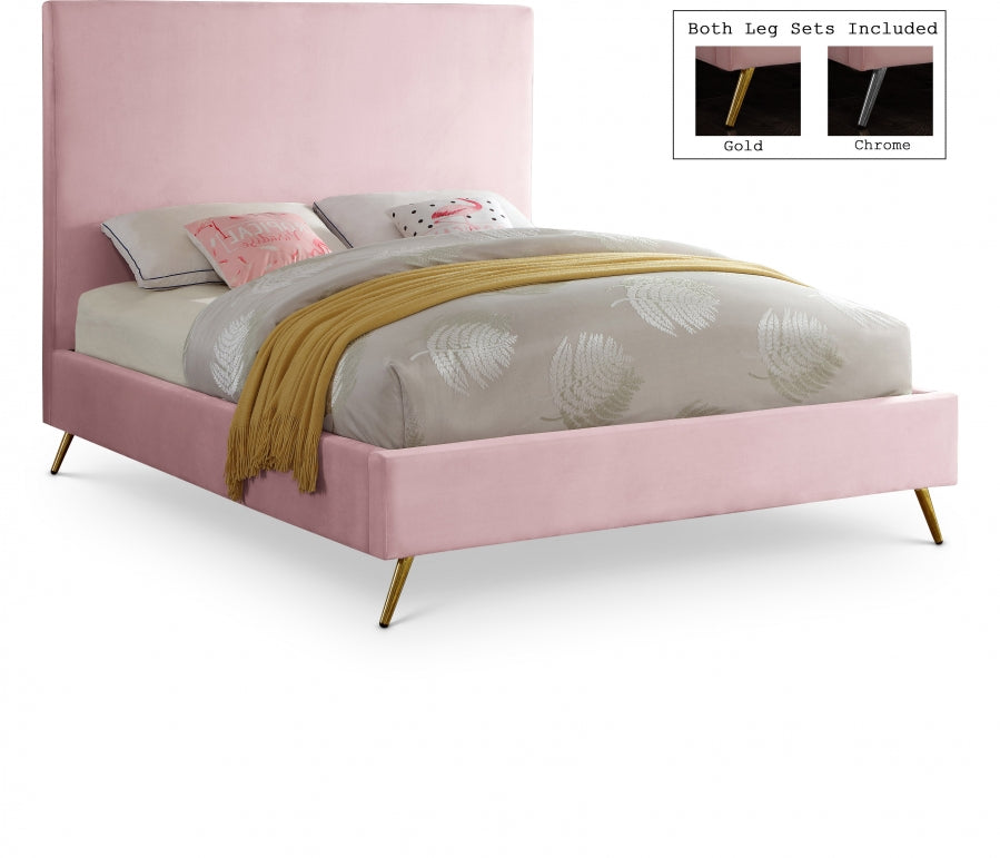 Jasmine Pink Velvet King Bed from Meridian - Luna Furniture