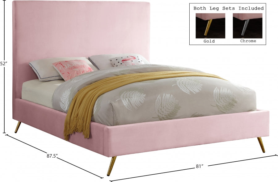 Jasmine Pink Velvet King Bed from Meridian - Luna Furniture