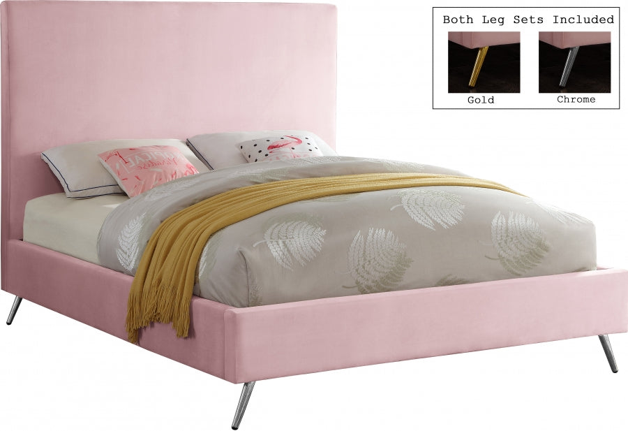 Jasmine Pink Velvet King Bed from Meridian - Luna Furniture