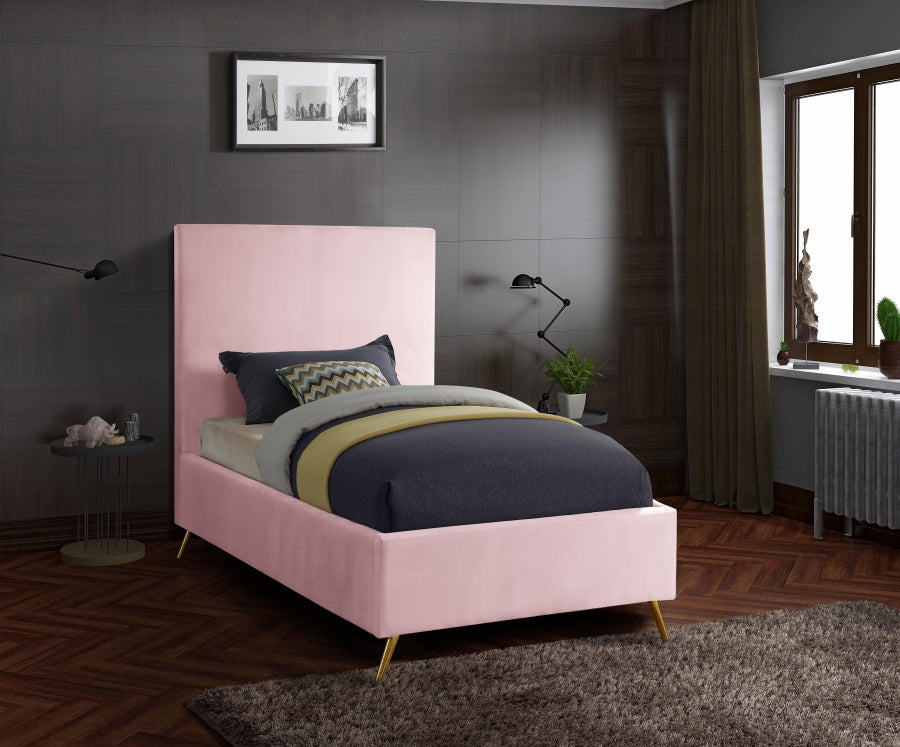 Jasmine Pink Velvet Twin Bed from Meridian - Luna Furniture