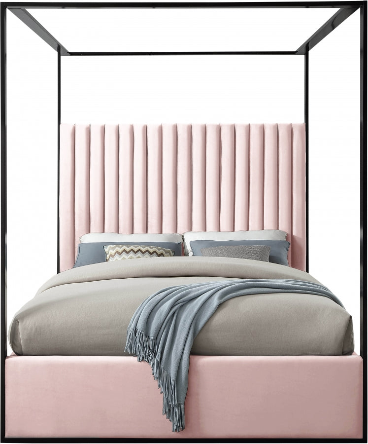 Jax Pink Velvet Queen Bed from Meridian - Luna Furniture