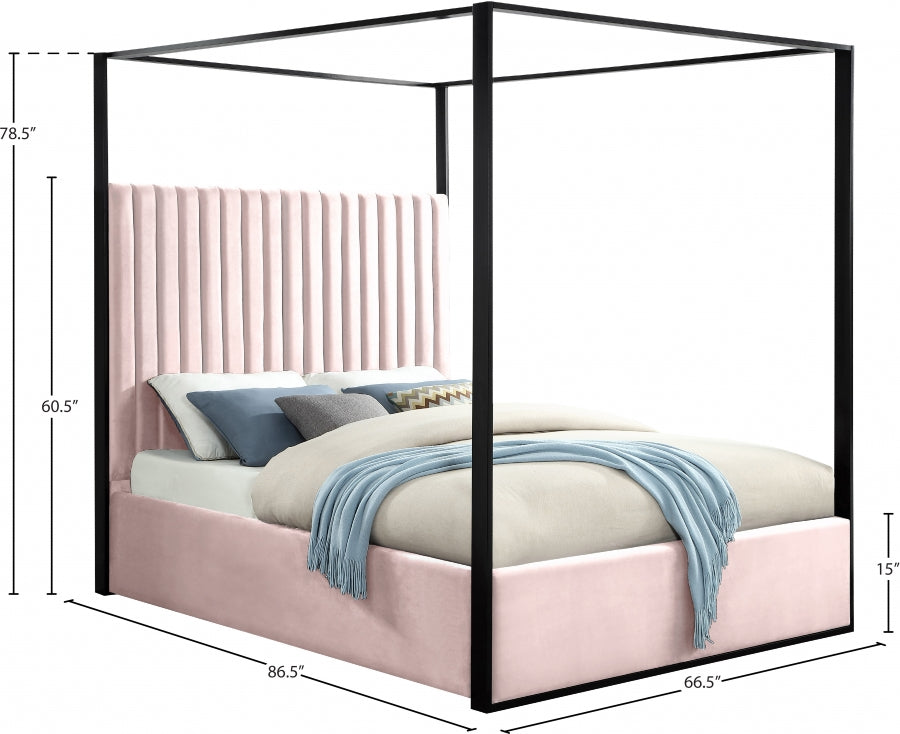 Jax Pink Velvet Queen Bed from Meridian - Luna Furniture