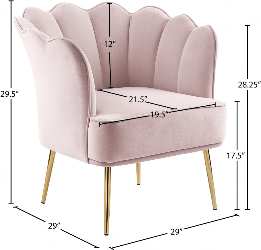 Jester Pink Velvet Accent Chair from Meridian - Luna Furniture