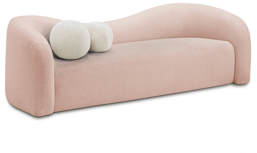 Pink Kali Faux Shearling Teddy Fabric Sofa from Meridian - Luna Furniture