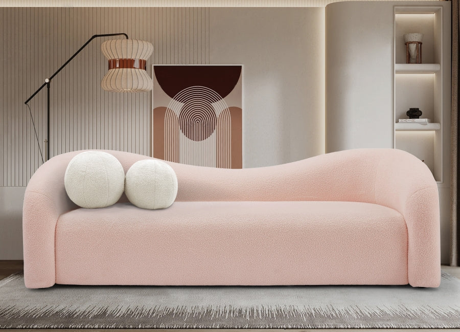 Pink Kali Faux Shearling Teddy Fabric Sofa from Meridian - Luna Furniture