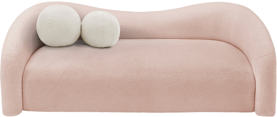 Pink Kali Faux Shearling Teddy Fabric Sofa from Meridian - Luna Furniture