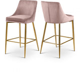 Karina Pink Velvet Counter Stool, Set of 2 from Meridian - Luna Furniture