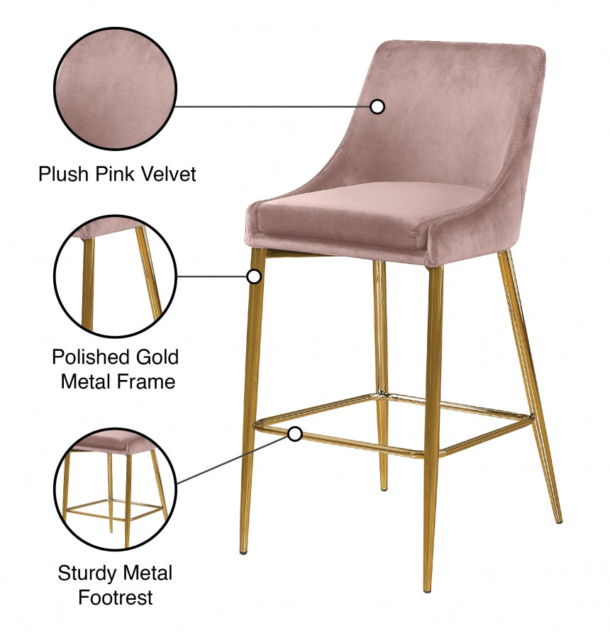 Karina Pink Velvet Counter Stool, Set of 2 from Meridian - Luna Furniture