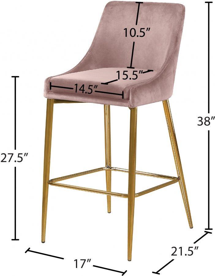 Karina Pink Velvet Counter Stool, Set of 2 from Meridian - Luna Furniture