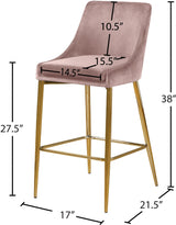 Karina Pink Velvet Counter Stool, Set of 2 from Meridian - Luna Furniture