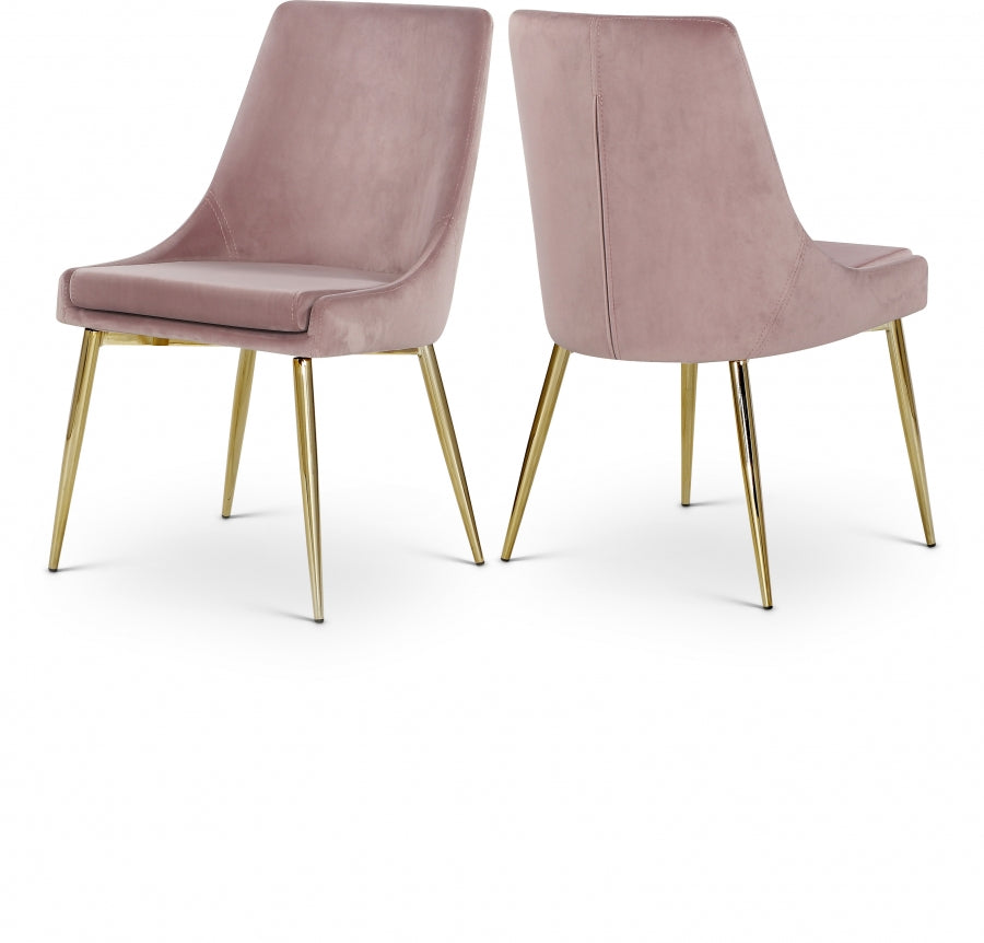 Karina Pink Velvet Dining Chair, Set of 2 from Meridian - Luna Furniture