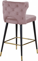 Kelly Pink Velvet Counter Stool, Set of 2 from Meridian - Luna Furniture